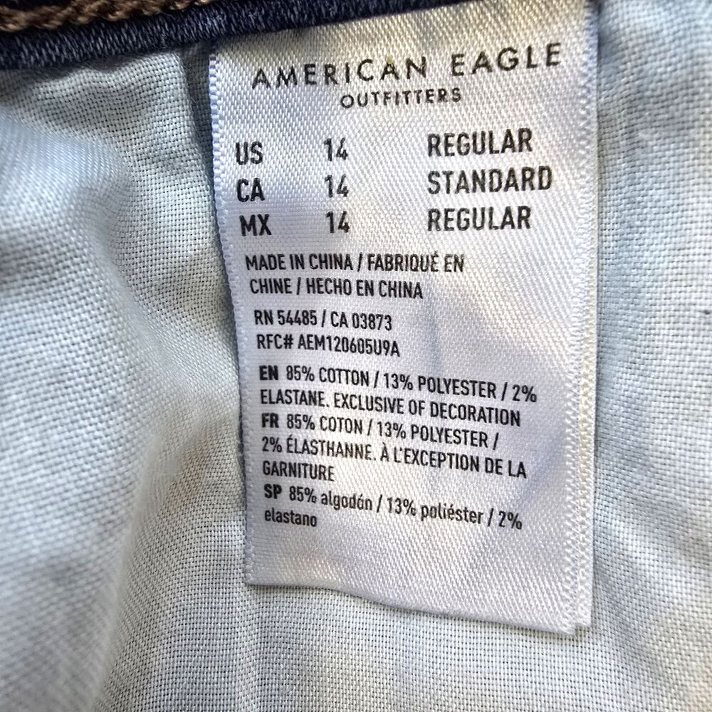 American Eagle Next Level Stretch Hi Rise Jegging Distressed Blue Jeans Size 14 - Picture 7 of 8